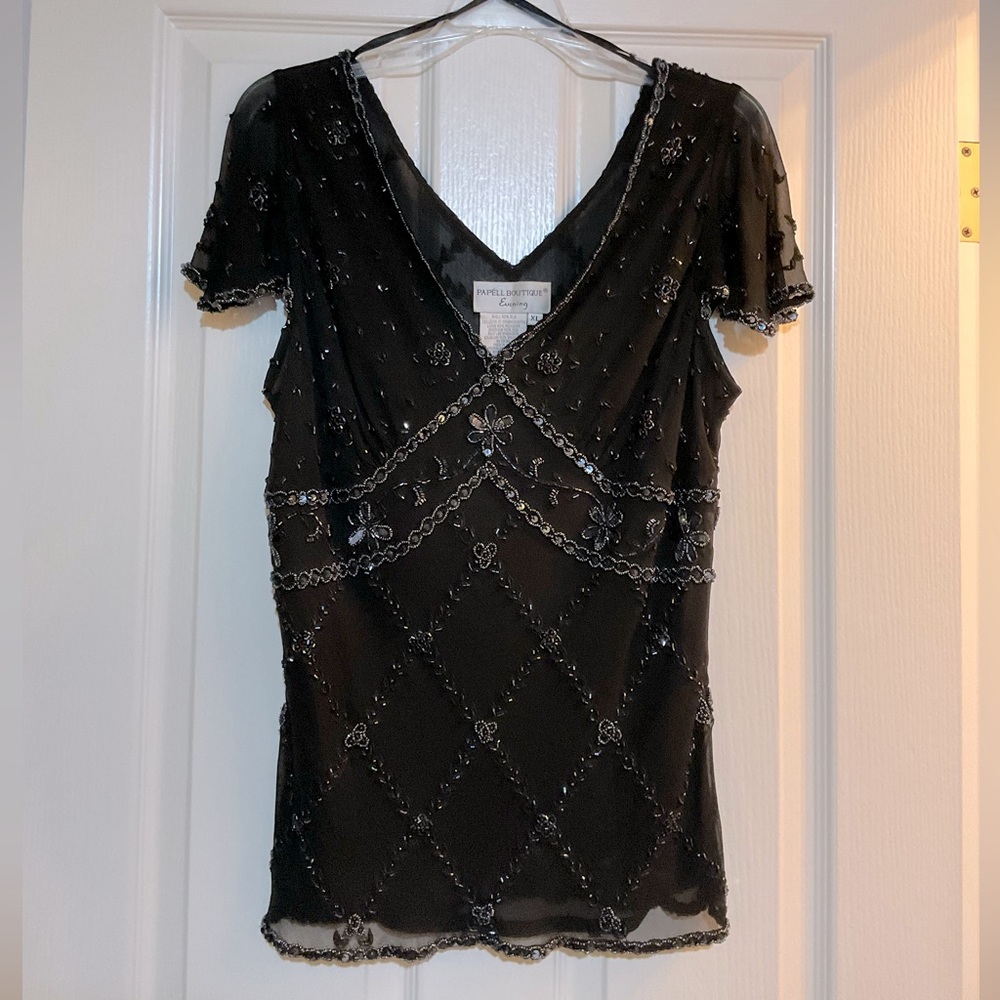 Elegant black beaded top
